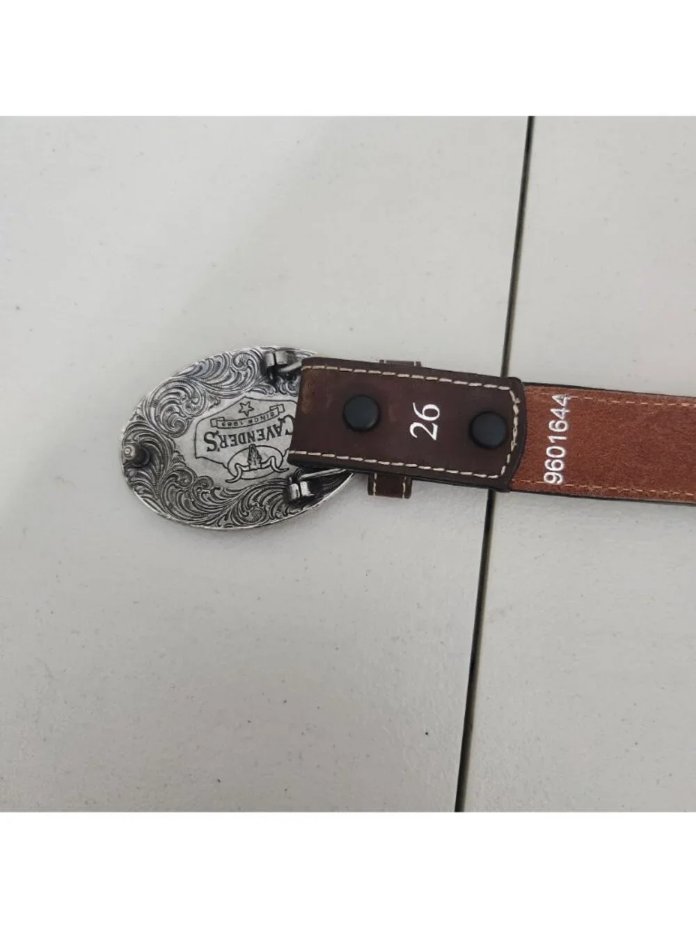 Cavenders Brown Leather Belt With Western Buckle & Detailing - Rodeo Style Pre-O